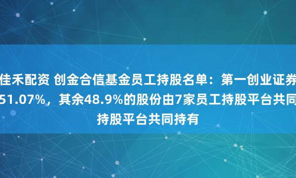 佳禾配资 创金合信基金员工持股名单：第一创业证券持股51.07%，其余48.9%的股份由7家员工持股平台共同持有