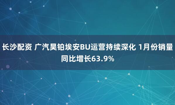 长沙配资 广汽昊铂埃安BU运营持续深化 1月份销量同比增长63.9%